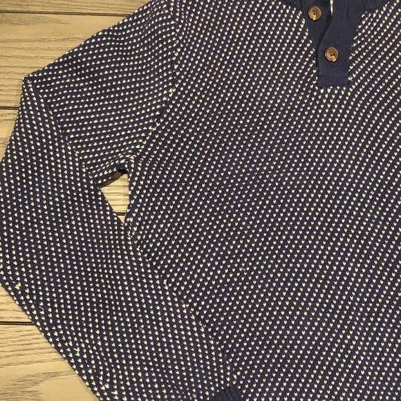 90s IZOD Boys Soft Cotton Knit Pullover Button Neck Navy Blue/White Sweater~Lg - Picture 2 of 6